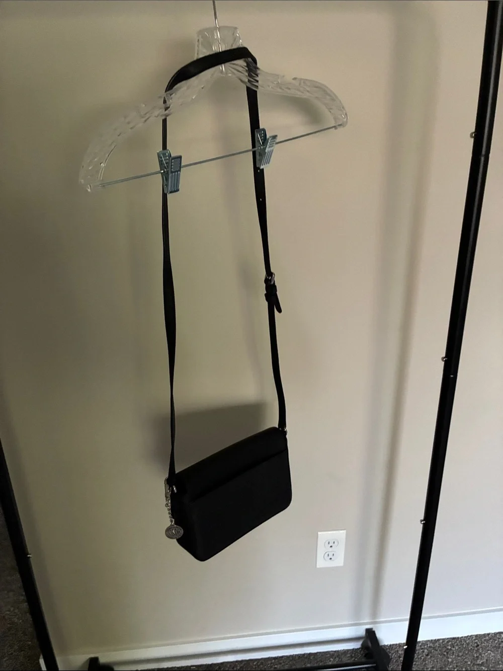 DKNY Black Crossbody Bag with Silver Charm